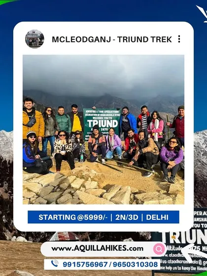 The Mcleodganj-Triund trek is a favorite for long weekends. This poster highlights our all-inclusive package starting from Delhi.