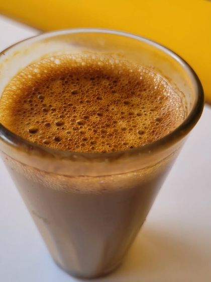 A close-up of our frothy, strong filter coffee, the perfect pick-me-up.