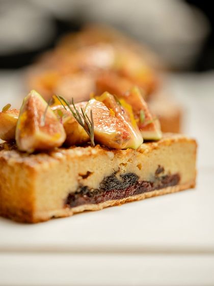 A slice of heaven featuring fresh figs and a rich, baked custard base. We emphasize using fresh, high-quality ingredients in all our classes.