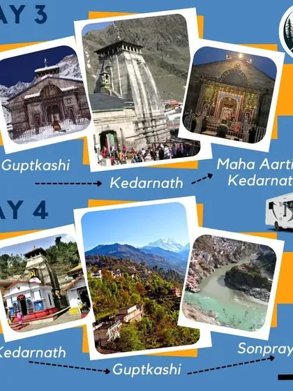 The journey continues to the holy shrine of Kedarnath for darshan and the powerful Maha Aarti, a truly divine experience.