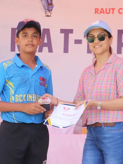 Celebrating the victory of the RCA Indians team at the awards ceremony.
