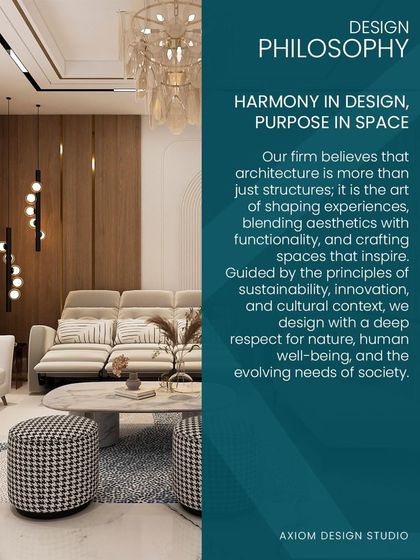Our design philosophy: Harmony in Design, Purpose in Space. We believe architecture is the art of shaping experiences, guided by principles of sustainability, innovation, and human well-being.