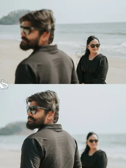 A candid-style pre-wedding photo that feels like a scene from a movie. I focus on capturing those in-between moments that look natural and unposed, even during a structured photoshoot.