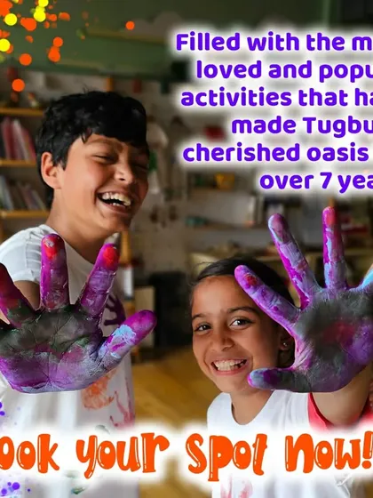 A repeat of the joyful painted hands, a signature image of the fun at Tugbug.