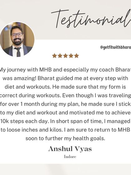 Anshul's journey was amazing. I made sure he stayed on track with his diet and workouts even while traveling for over a month.