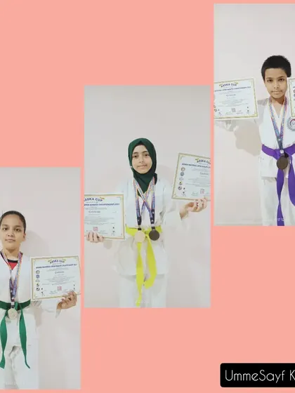 Here are three of our girl karatekas who were winners at the Open Karate Championship. They showed fantastic technique and determination.