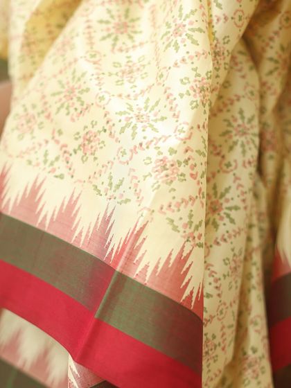 There is a quiet elegance to a well-printed silk saree. For this batch, we carefully curated blocks to match the rhythm of the weave and hand-mixed each color to complement the woven borders, creating a cohesive and lasting piece.