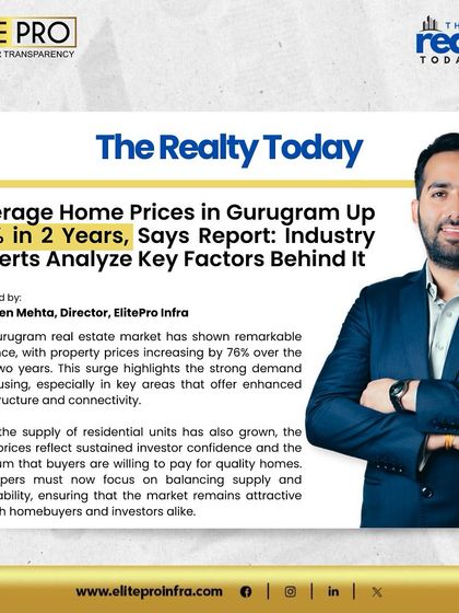 The Realty Today published an analysis by Mr. Viren Mehta on the 76% rise in Gurugram home prices over two years. He highlights the strong demand for housing in areas with enhanced infrastructure and connectivity.