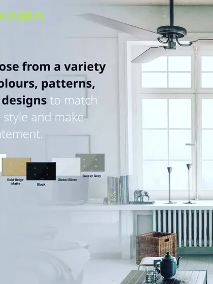 With Toyama products, you can choose from a variety of colors, patterns, and designs. This image showcases the available finishes, including Ivory White, Bold Beige Matte, Black, and Galaxy Grey, to make a style statement.