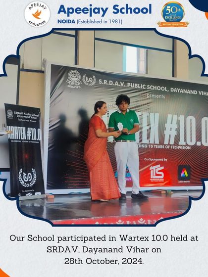 We celebrate the victory of our student in the Cryptic Hunt at Wartex 10.0. His individual achievement in this challenging event showcases the problem-solving and critical thinking skills we nurture.