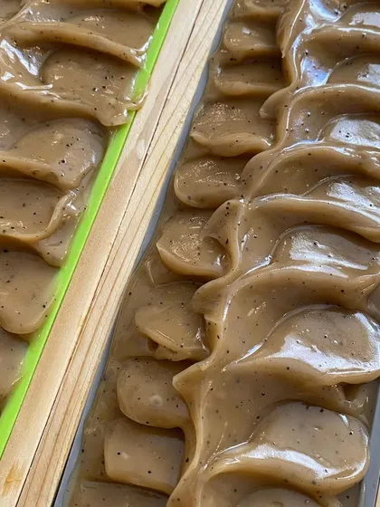 Another look at our wet coffee soap top. The little specks are recycled ground coffee, which provides gentle exfoliation.