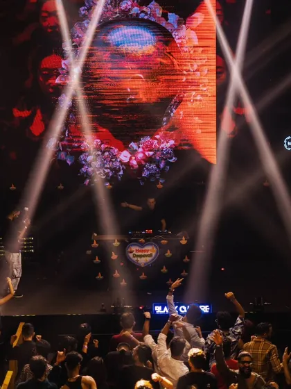 Another view of the grand visuals at our Diwali celebration. The production quality of our themed nights is always top-notch.
