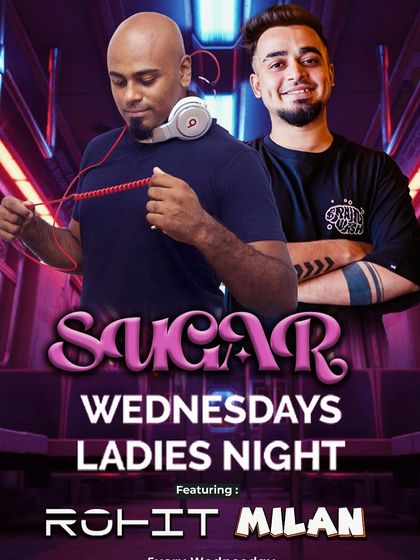 A flyer for 'Sugar Wednesdays' with a vibrant, energetic design.