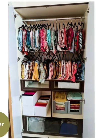 A beautifully organized wardrobe isn't just about looks, it's about feeling calm and in control every morning. This client's closet now has a system, with everything visible and accessible, making getting dressed a joy.