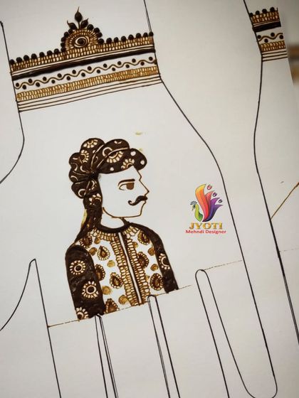 A practice sketch of a groom's portrait. I can create matching portraits of the bride and groom for a symmetrical and cohesive bridal design.