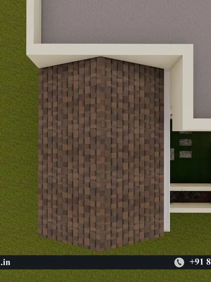 A top-down render showing the texture and pattern of the proposed shingle roof for the terrace pergola.