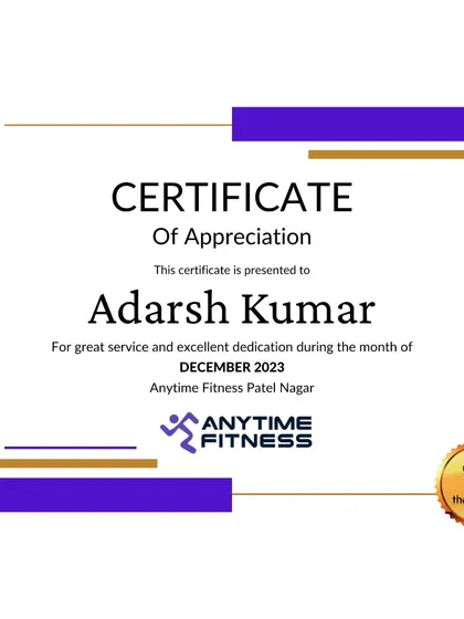 The official certificate for my Coach of the Month award in December 2023. It's a privilege to do what I love every day.
