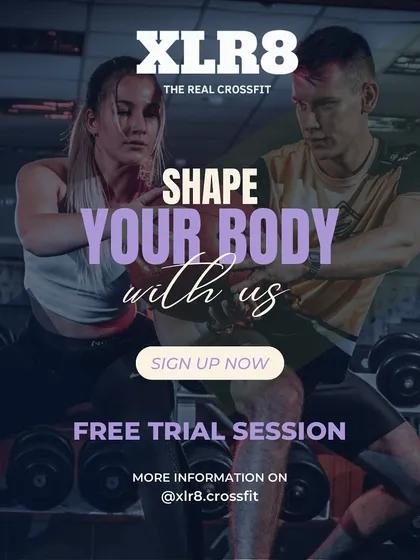 Shape Your Body With Us. A graphic offering a free trial session to new members.
