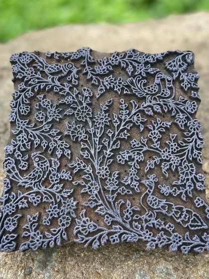 The peacock motif is celebrated throughout our vintage archive. As Bangalore revels in the monsoon, we celebrate this beautiful bird, which has been depicted in hundreds of styles on our blocks over the decades.