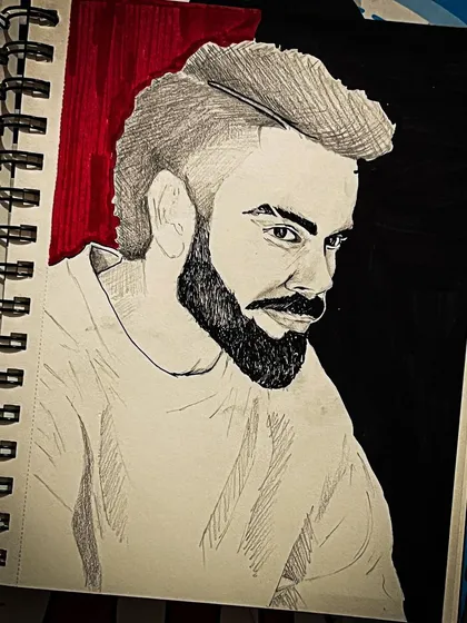 Got back to sketching with this piece of Virat Kohli. Done in our sketchbook, this portrait captures that intense look. It’s a great example of our passion for creating fan art of iconic personalities.