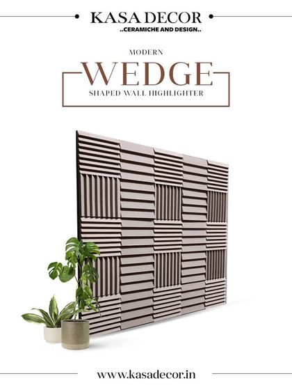 Our modern, wedge-shaped wall highlighters. These concrete decor pieces can be arranged in various patterns to create a bold, striking accent wall that plays with geometry and shadow.