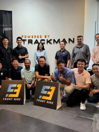 Our coaches with global representatives from TrackMan. These collaborations allow us to share insights and enhance our data-driven training programs.