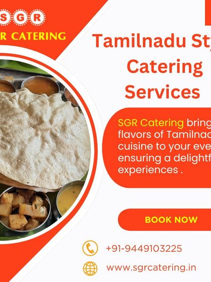 We bring the flavors of Tamil Nadu cuisine to your events. This image focuses on large, crispy appalams served alongside a traditional meal, a favorite part of any South Indian feast.