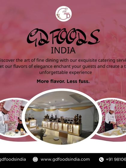 "More flavor. Less fuss." This graphic summarizes our goal: to provide an exquisite, fine-dining catering experience that enchants your guests without any hassle for you.
