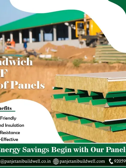 Energy savings begin with our panels. These sandwich PUF roof panels are eco-friendly, fire-resistant, and provide excellent sound insulation, making them a cost-effective and high-performance roofing choice.