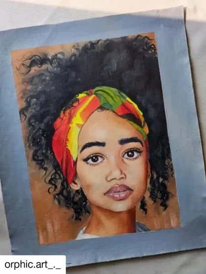 Another view of the finished portrait, reposted from a fellow artist's page.
