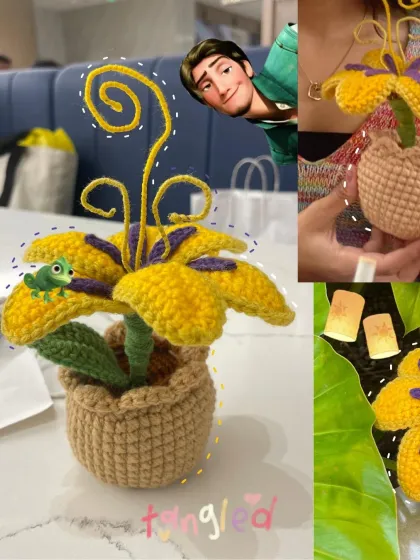 Another look at the Tangled-inspired Sundrop flower pot. I even included a tiny Pascal peeking out, because every detail matters when you're creating something for a fan.
