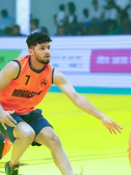 Hrushikesh Murchavade in action for Team Maharashtra at the 37th National Games in Goa, where they won gold.
