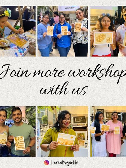 A collage of happy participants from my coffee painting workshops, held both indoors and at outdoor events, showing the versatility of this fun art form.