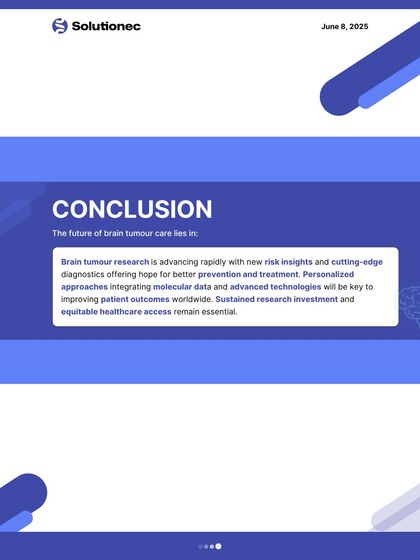 This series of infographics, created for World Brain Tumour Day, details the breakthroughs changing neuro-oncology. We cover emerging risk factors, AI in diagnostics, advanced imaging, and future trends like intraoperative molecular diagnostics and personalized medicine.