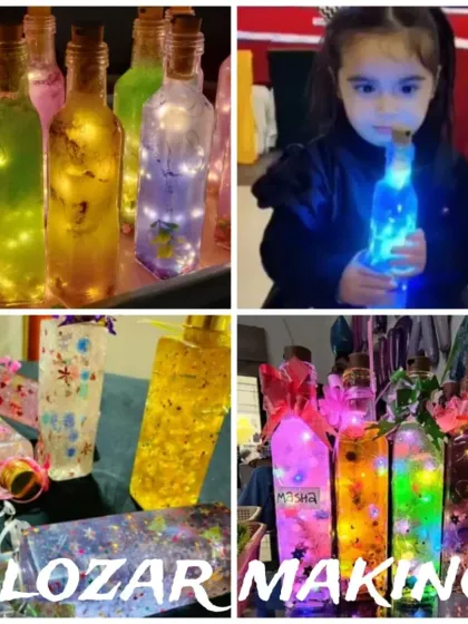 Our Gilozar making station is a unique and creative activity. Children get to decorate bottles with lights and glitter, creating a beautiful keepsake to take home from the party.