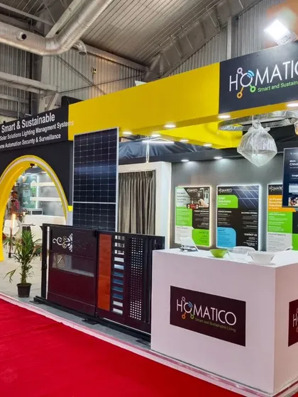 This was our booth at the D-arc BUILD 2024 exhibition. It was a great opportunity to showcase our full range of smart and sustainable living solutions, from entrance automation and solar panels to AI-powered surveillance systems.