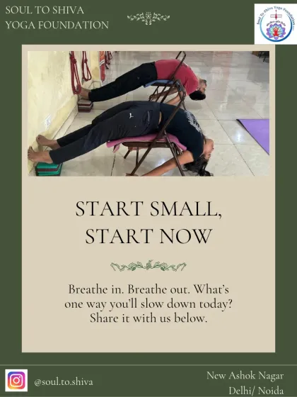 For many, especially seniors, props are essential for a safe practice. Here, students use chairs to support a gentle backbend, which helps improve posture and relieve back tension without strain. Koi jaldbaazi nahi, just slow, steady progress.