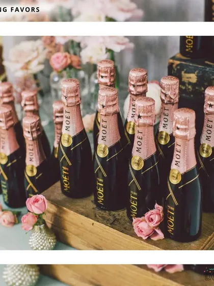 For a wedding favor that guests will truly appreciate, I offer these personalized mini Moët & Chandon champagne bottles. They add a touch of luxury and serve as a perfect keepsake from your special day.