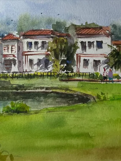 This is the demonstration piece I painted during a watercolor workshop for the IIT Delhi Golden Jubilee celebration at Lemon Tree resort. It was a fun-loving group and I enjoyed painting with them.