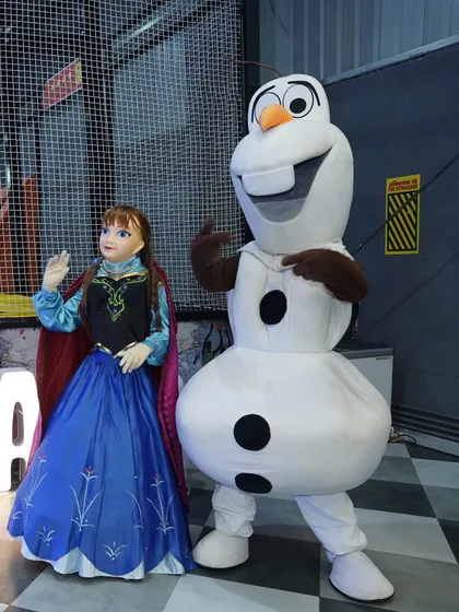 The Anna and Olaf mascots are ready to bring some 'Frozen' magic to the party.