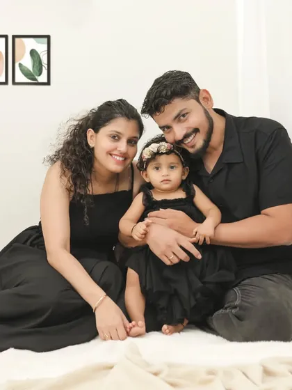 A beautiful family portrait. Matching in black, this family of three looks so classic and connected in this simple and sweet studio session.