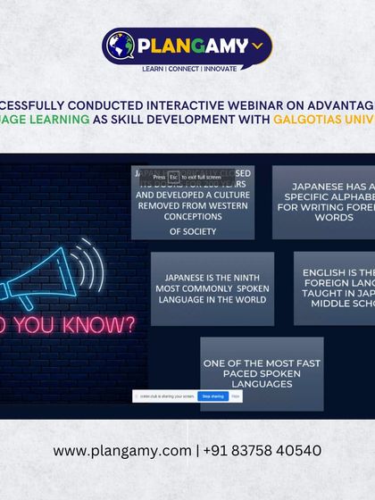 A "Did You Know?" slide from our university webinar, sharing interesting facts about the Japanese and English languages to engage the audience.