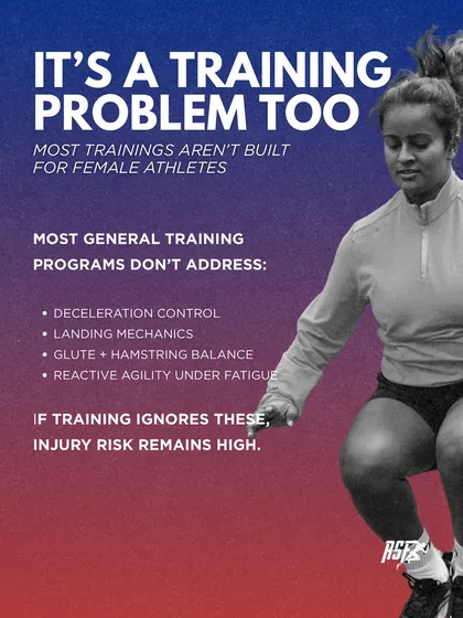 A general training program is often a training problem. If a program doesn't specifically address deceleration control, landing mechanics, and glute-hamstring balance, the high risk of ACL injury for female athletes remains unaddressed.