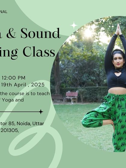 This poster is from a corporate yoga and sound healing class I conducted for the team at O3+. These combined sessions offer a comprehensive wellness experience, blending physical movement with deep relaxation.