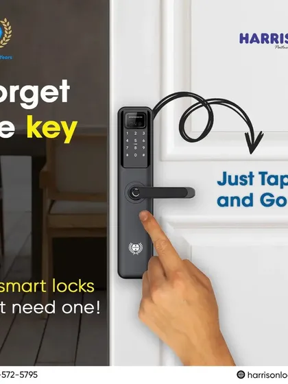 Forget the key, just tap and go! This image clearly demonstrates the simplicity of our smart locks. No more fumbling for keys, just effortless access to your home.