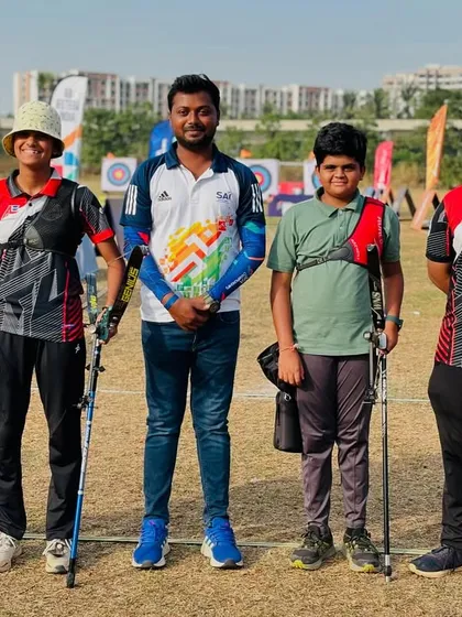 Here I am with some of our medal winners at the SFA Archery Championships in Mumbai. It's a testament to their dedication and the high-quality training they receive at our academy.