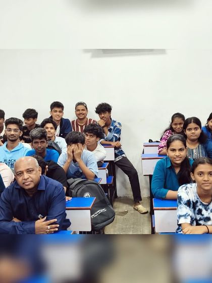 Students celebrating Day 3 of Navratri in royal blue, a color that represents positivity and strength.