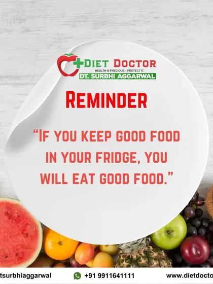 A simple reminder I share with all my clients. Making healthy choices is much easier when your environment is set up for success, starting with a fridge stocked with good food.