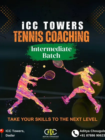 We are now offering coaching for intermediate batches at ICC Towers, Dadar. Join us to take your tennis skills to the next level.