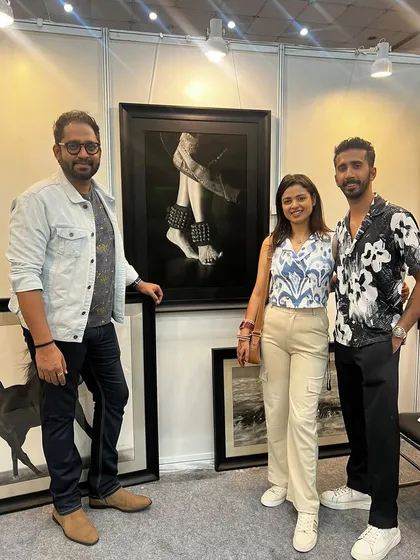 Art, Artist, and The Muse. Here I am with the talented dancer Arshhia, whose graceful form I had the privilege of capturing on canvas.